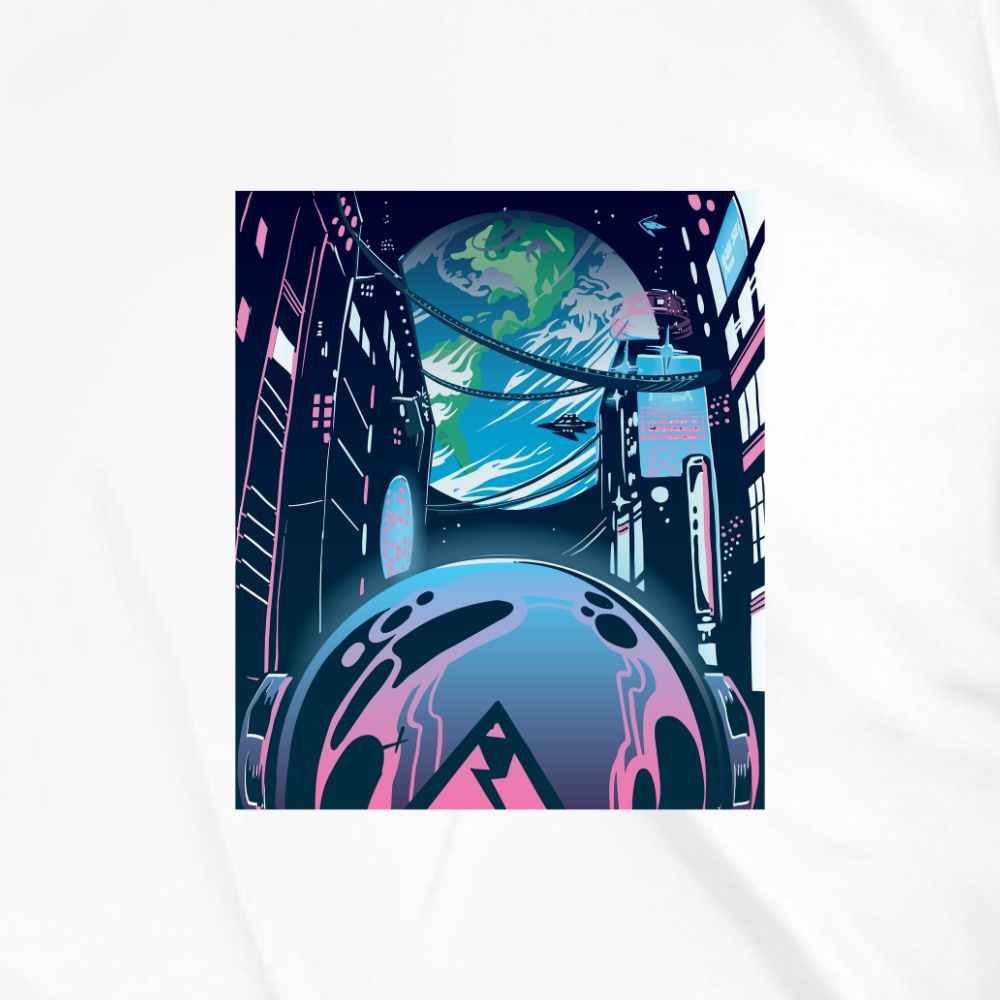 Unisex Džemperis Be Kapišono - Futuristic City Neon